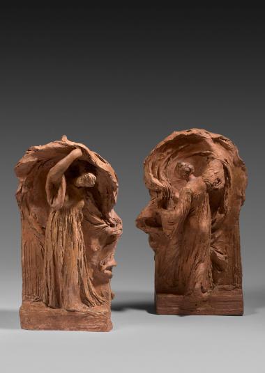 Galerie Trebosc - Van Lelyveld / Petit Palais Léonard Agathon, Deux esquisses pour le \"Jeu de l'Echarpe\"